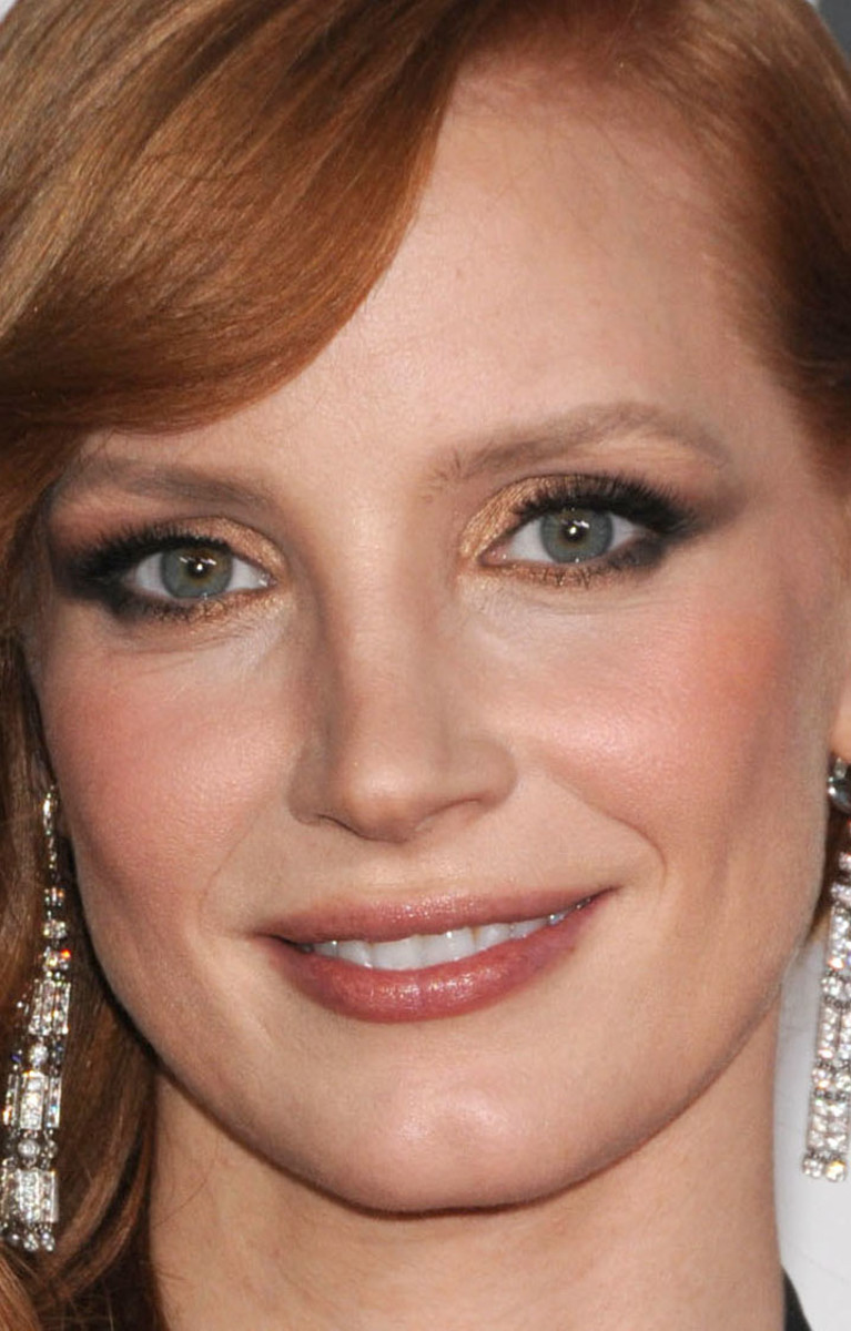 Jessica Chastain at the 2015 Golden Globes close-up