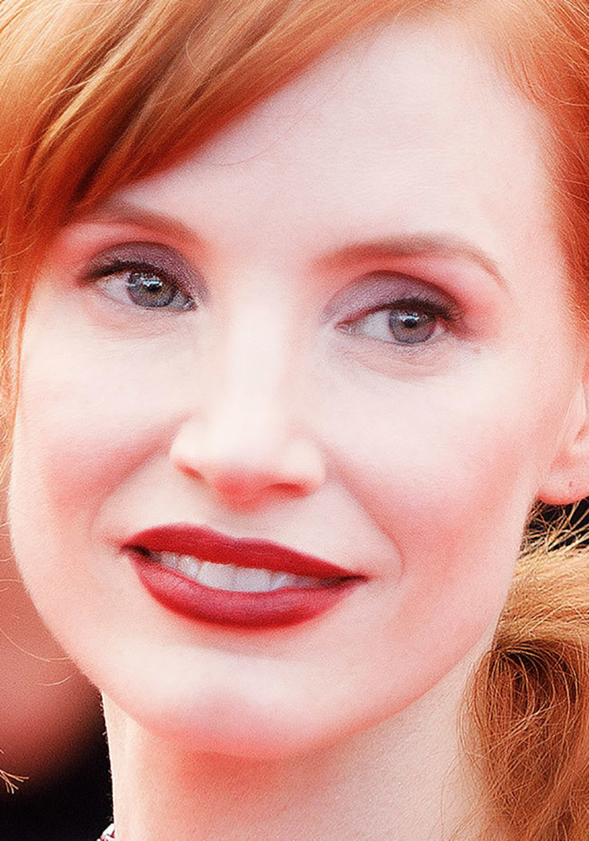 Jessica Chastain at the 2021 Cannes premiere of Annette close-up