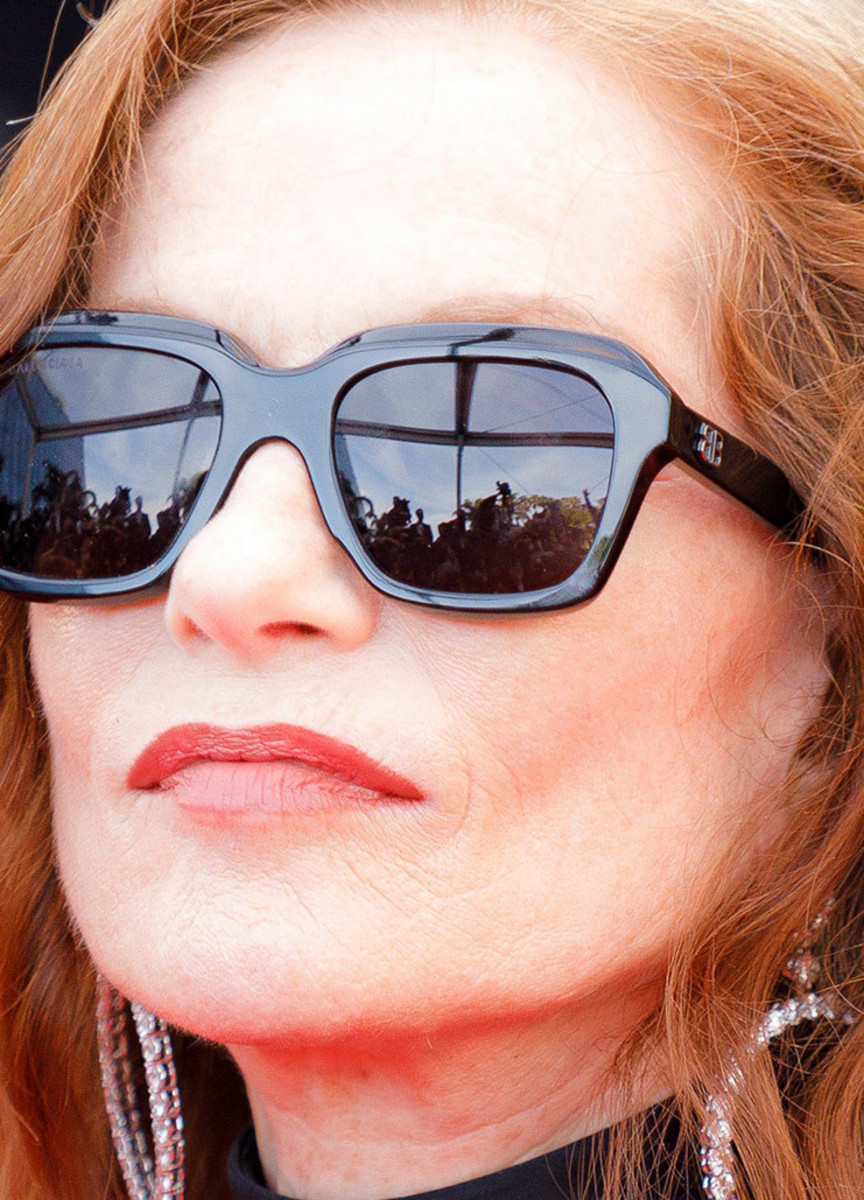 Isabelle Huppert at the 2021 Cannes premiere of Tout S'est Bien Passe Everything Went Fine close-up