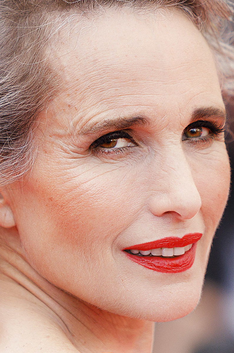 Andie MacDowell at the 2021 Cannes premiere of Tout S'est Bien Passe Everything Went Fine close-up
